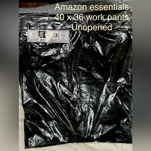 New Black Amazon Essentials Workpants 40x36 WYSIWYG
